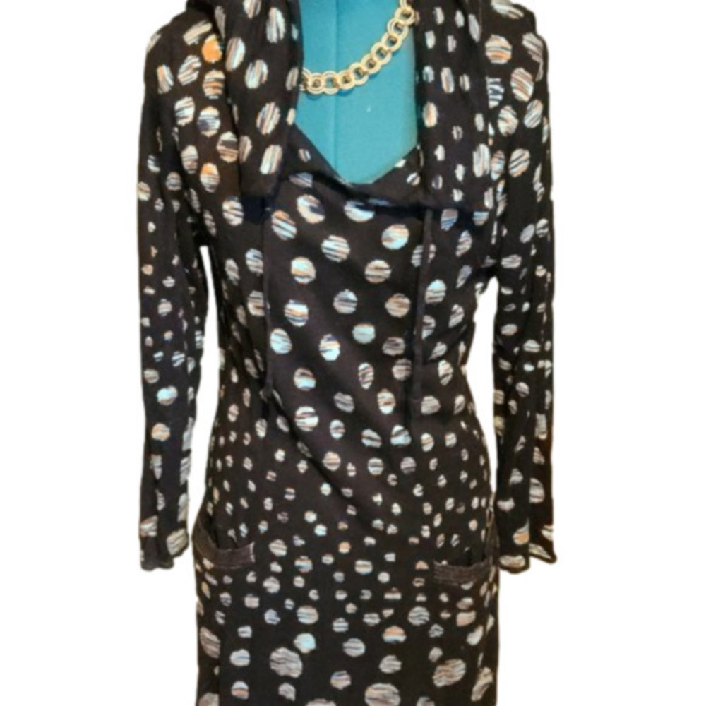 303. Spanner Navy  Polka Dotted Sweater Dress |L